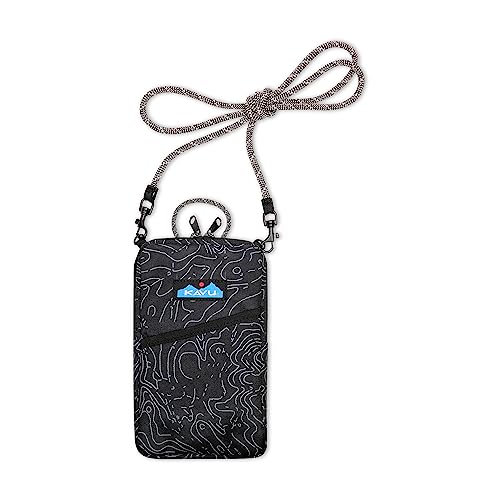 KAVU Essential Case Zip Crossbody Wallet with Rope Strap - Black Topo