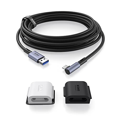 KIWI design Link Cable Compatible with Quest 3/2/1/Pro, and Pico 4, 16FT with Cable Clip, High Speed PC Data Transfer, USB 3.0 to USB C Cable for VR Headset