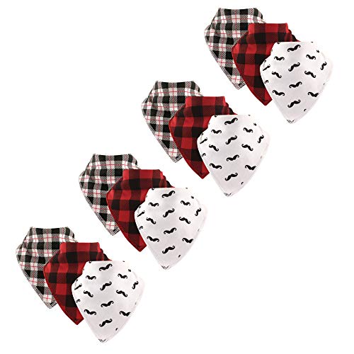 Hudson Baby Unisex Baby Cotton Fleece Bandana Bibs, Mustache 12-Pack, One Size