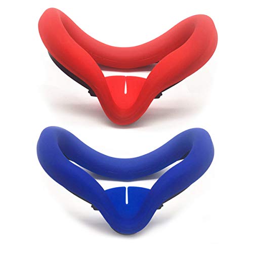 Silicone Cover Eye Pad for Oculu Quet 2 VR Headset,Face Cushion Pad Replacement for Oculus Quest 2 Headset Sweatproof Lightproof, Washable Face Pad VR Accessories(Blue+Res)