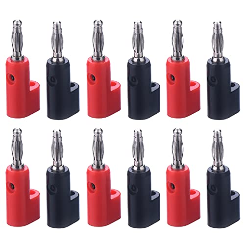 Atoplee Stackable Plugs 6 Pairs Black and Red Stackable Banana Plugs
