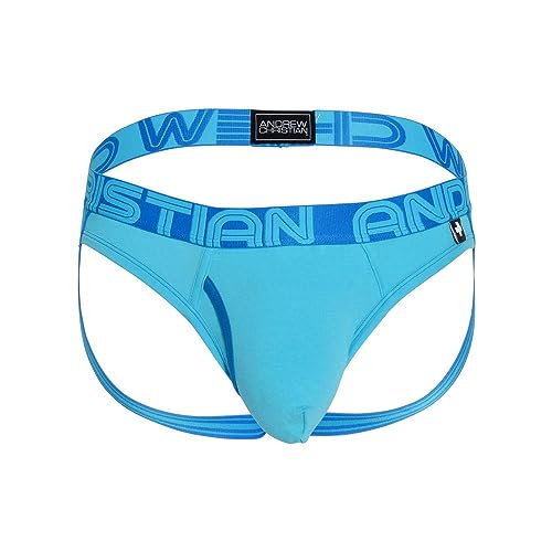 Andrew Christian Fly Brief Jock w/Almost Naked, Aqua, Large
