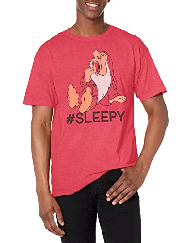 Disney mens Snow White and Seven Dwarfs Hashtag Sleepy Graphic T-shirt T Shirt, Red Heather, X-Large US