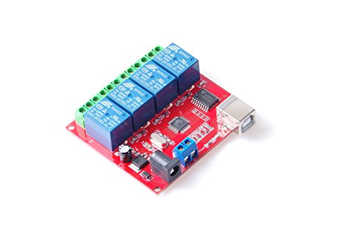 KNACRO 24V 4-Channel 10A PC USB Control Switch Relay Module Free Drive Programmable Computer Control Computer USB Control Switch Driver PC Intelligent Controller(24V 4-Channel)