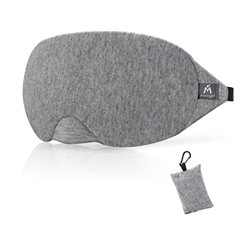 Mavogel Cotton Sleep Eye Mask - Updated Design Light Blocking Sleep Mask, Soft and Comfortable Night Eye Mask for Men Women, Eye Blinder for Travel/Sleeping, includes Travel Pouch, Grey