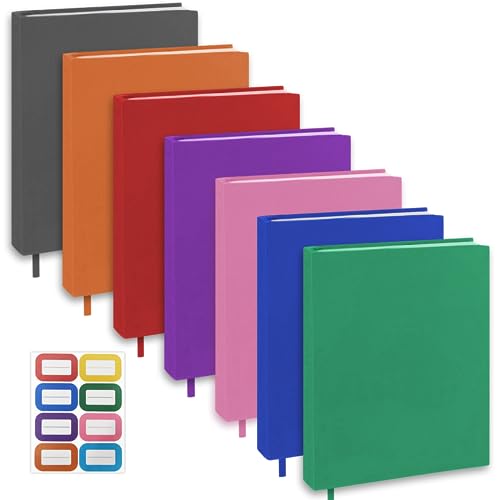 KICNIC Cloth Book Covers 7 Pcs, 6'x9' Stretchable Book Sox Suitable for Most Hardcover Books Up to 8.5”X9.5”, Durable and Washable, Reusable Protective Cover for Textbooks