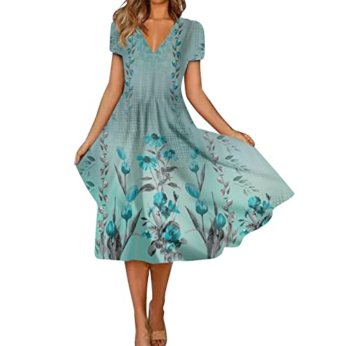 Dresses for Women 2024 Summer Dresses for Women 2024 Womens Dresses Spring Dresses for Women 2024 Printed Dress Short Sleeve Maxi Beach Dress Trendy Flowy Sun Dress Vacation Dresses