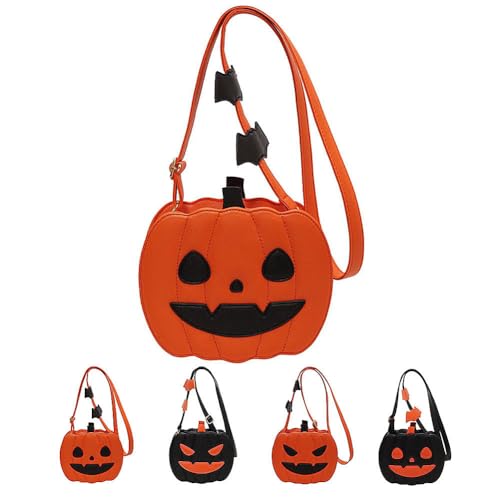 GETERUUV Halloween Pumpkin Purse Novelty Ghost Purse PU Leather Halloween Crossbody Bag Halloween Accessories for Women Men