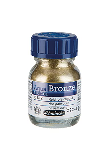 Schmincke - Aqua-Bronze, rich pale gold, 20 ml, 15 812 032, shiny metallic effects on gouache and watercolor paintings, paper, cardboard, painting board, canvas