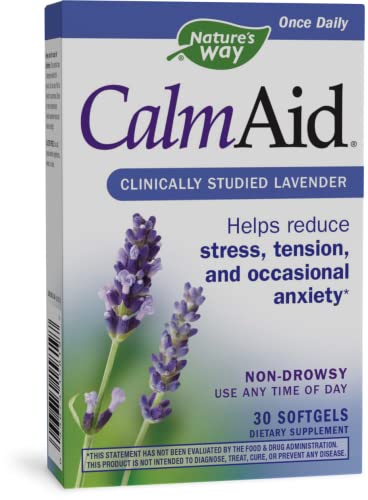 Nature's Way CalmAid Softgels with Silexan Lavender Oil, Helps Reduce Tension and Stress*, Non Drowsy, 30 Softgels