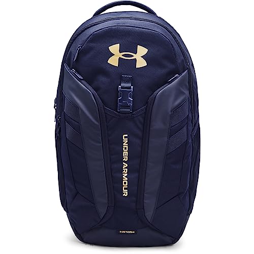 Under Armour Unisex Hustle Pro Backpack, Midnight Navy (410)/Metallic Gold, One Size Fits All