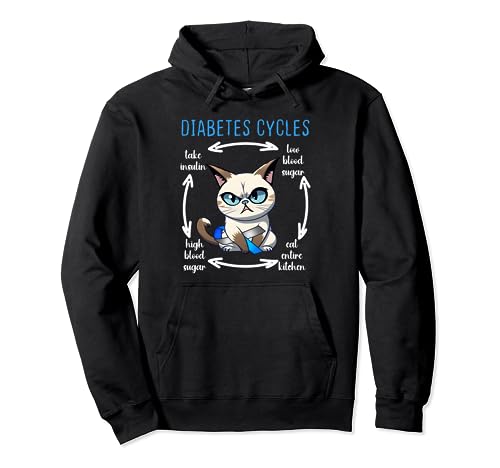 Diabetes Awareness Funny Cat Cycle Diabetic Life Support Pullover Hoodie