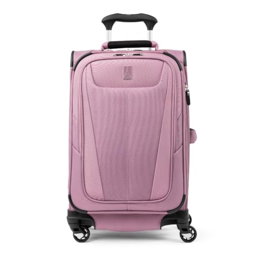 Travelpro Maxlite 5 Softside Expandable Carry on Luggage with 4 Spinner Wheels, Lightweight Suitcase, Men and Women, Orchid Pink Purple, Carry On 21-Inch