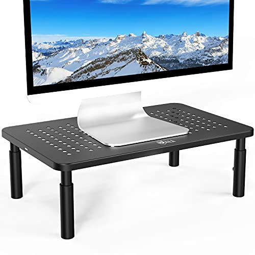 WALI Computer Monitor Stand for Desk, Adjustable Laptop Riser, Desk Monitor Stand Underneath Storage for Office, Home, School Supplies (STT003), 1 Pack, Black
