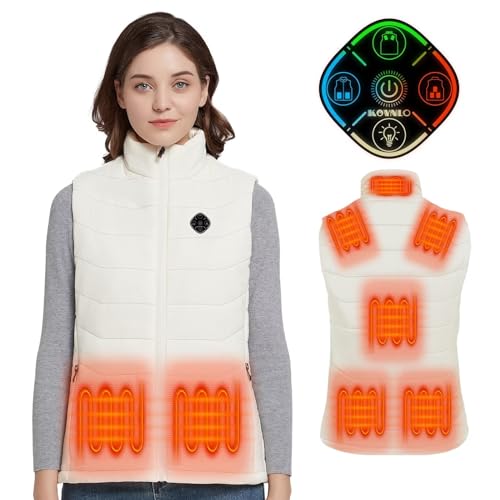 KOVNLO Womens Heated Vest, 4 in 1 Smart Controller, Lights-out Design, Lightweight Heating Vest (Battery Pack Not Included)