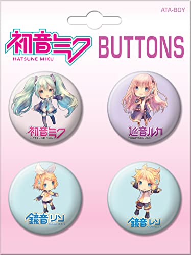 Ata-Boy Hatsune Miku Chibi Characters Set of 4 1.25' Collectible Buttons