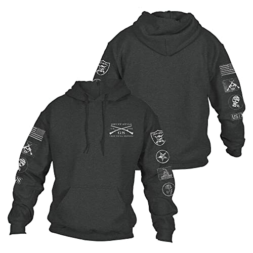 Grunt Style Patch Hoodie (Dark Heather, Large)