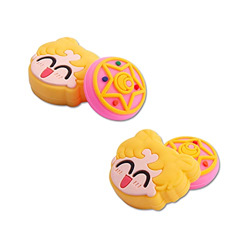 PERFECTSIGHT 4PCS Cute Switch Thumb Grip Caps for Nintendo Switch OLED Joycon/Switch Lite Console, Kawaii Soft Silicone Analog Stick Button Cover for NS Controller, Joystick Cap (Moon)