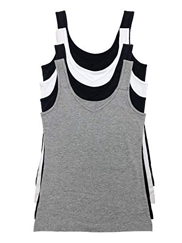 Felina Reversible Cotton Tank Top for Women (Heather Grey, X-Large) - Womens Camisoles for Layering - Ladies Working Top - Layering Tanks for Female - Under Shirt Tank Top for Ladies