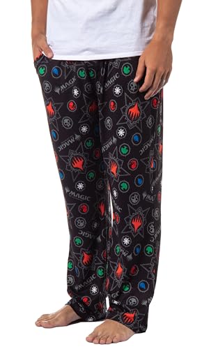 Magic: The Gathering Mens' Mana Symbols Card Game Sleep Pajama Pants (Large) Black