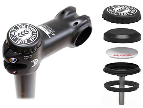 Hidden Bike Mount for AirTag with [2 Caps], Mountain Bike GPS Tracker Anti-Theft Protection. Waterproof Bicycle Holder for All MTB Bikes with Headset Cap Size of 1-1/8' or 1-1/4' (28.6mm or 31.8mm)