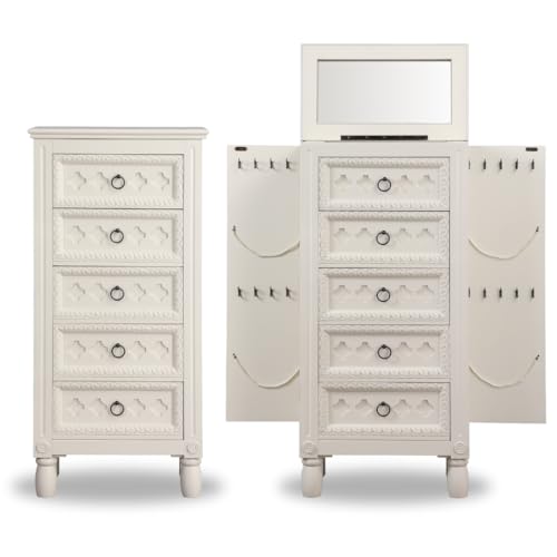 Hives and Honey Abby Jewelry Armoire, 40.25in X 19.5in X 11.75in, Antique Ivory