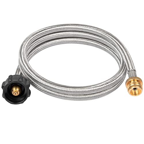 SHINESTAR Propane Adapter & 5ft Braided Hose for Coleman Stoves, Blackstone 17”22”Tabletop Griddle, Char-Broil Portable Grills,Weber Q Grills, Buddy Heaters & More - Converts 1lb to 20lb Cylinders