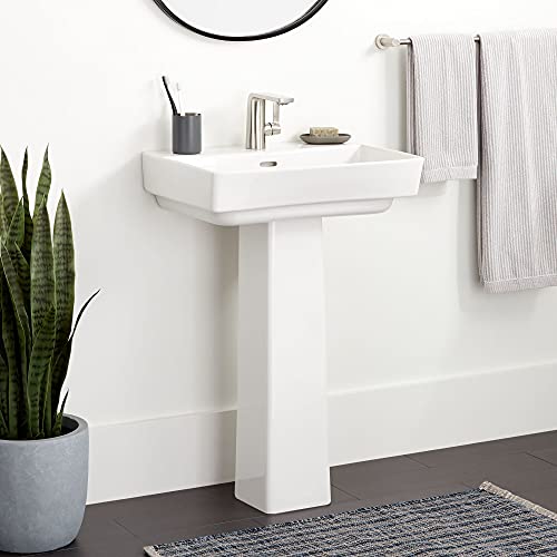 Signature Hardware 539975 Pentero 29' Tall Fireclay Pedestal Bathroom Sink Stand Only