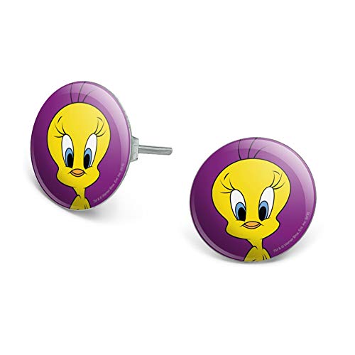 Looney Tunes Tweety Bird Novelty Silver Plated Stud Earrings