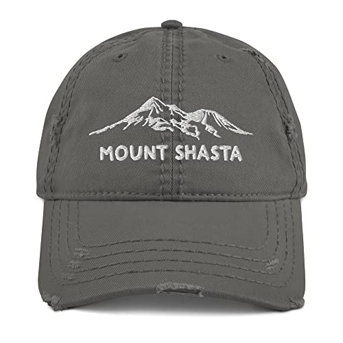 Mount Shasta Distressed Dad Hat, Hiking Hat, California Hat, West Coast Merch, National Park Gift Charcoal Grey