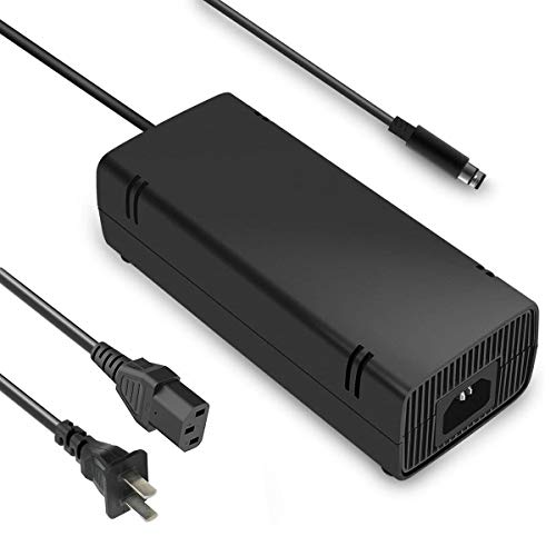 uowlbear Xbox 360 E Power Supply, AC Adapter Power Brick with Power Cord for Xbox 360 E Console 100-240V Auto Voltage Low Noise Version -Built in Silent Fan
