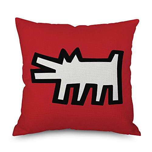 Kingla Home Square Cotton Linen Decorative Throw Pillow Covers 18 X 18 Inch Graffiti-Art Printing Pillowcase Zippered Couch Cushion Covers