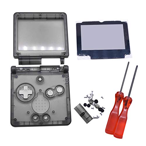 Meijunter Replacement Transparent Clear Full Housing Shell Case Repair Parts Kit w/Lens&Screwdriver for Nintendo Gameboy Advance SP GBA SP Console
