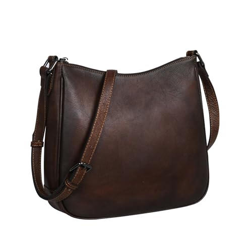 Iswee Crossbody Bag Soft Leather Purses for Women Trendy Hobo Bags Anti Theft Travel Bag Medium Size Work Tote Purse(Coffee)