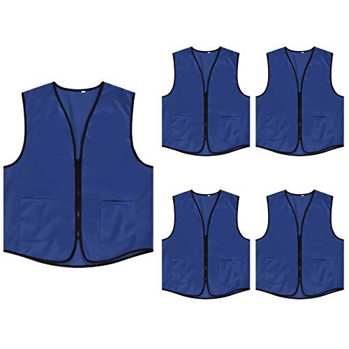 TopTie Supermarket Apron Zipper Vest for Clerk Uniform Vest(5 Packs)-Navy-M