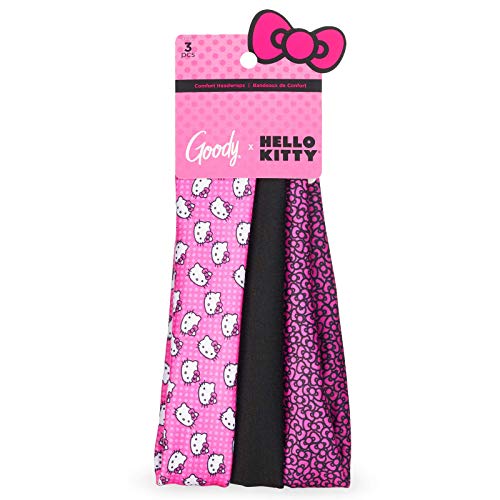 GOODY x Hello Kitty Ouchless Headband - 3 Count, Assorted - Comfort Fit for All Day Wear - For All Hair Types - Hair Accessories