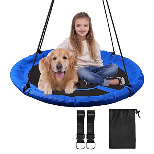 RedSwing 43' Flying Saucer Swing for Kids Outdoor, Large Round Tire Swings for Trees and Swingset, Strong Heavy Duty for Outside Playground, 500LBS Weight Capacity, Blue