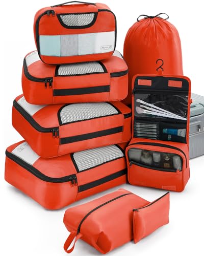 Veken 8 Set Packing Cubes for Suitcases, Travel Bag Organizers for Carry on Luggage, Suitcase Organizer Bags Set for Travel Essentials Travel Accessories in 4 Sizes(Extra Large, Large, Medium, Small)