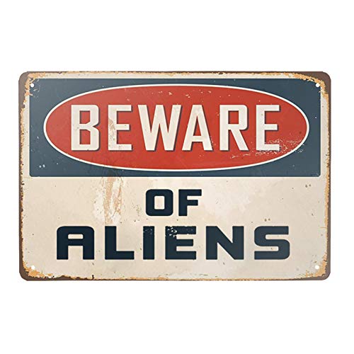 Lilyanaen New Metal Sign Aluminum Sign Beware of Aliens Decorative for Outdoor & Indoor 12' x 8'