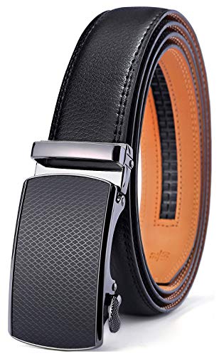 BULLIANT Men's Belt, Slide Ratchet Belt For Men Dress Pant Shirt Oxfords,trim To Fit(Black,30'-36' Waist Adjustable)