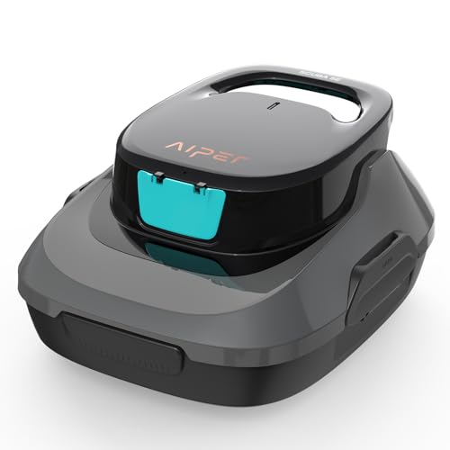 AIPER Scuba SE Gray Robotic Pool Cleaner, Cordless Robotic Pool Vacuum, Lasts up to 90 Mins, Ideal for above Ground Pools Up to 860 Sq.ft, Automatic Cleaning with Self-Parking Capabilities