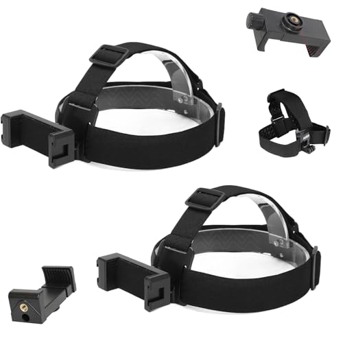 Ugalqan Head Mounted Phone Holder, Adjustable Head Strap Mount for Action Camera and Mobile Phone, Head Strap Mount for Sports Cameras Mobile Phone, Head Bracket for Live Shooting (2PCS)