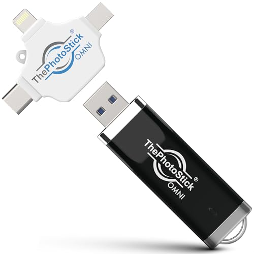 ThePhotoStick Omni 128GB - Secure Photo & Video Backup and Transfer | Digital File Organization | USB & Multiport Connection for Phones, Tablets and Computers | Portable Memory | External Storage
