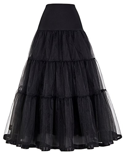 GRACE KARIN Plus Size Hoopless Bridal Tiered Crinoline Petticoat for Ball Gown (3X,Black)