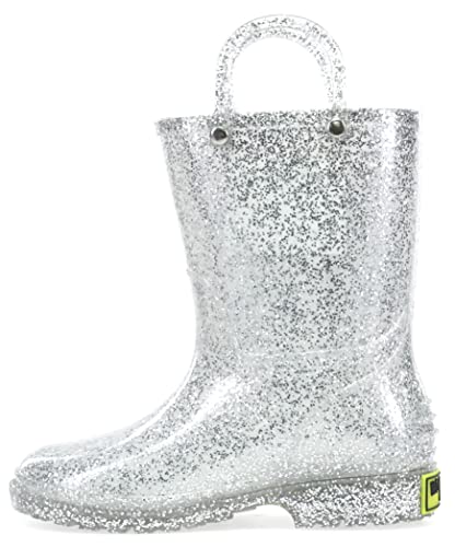 Western Chief Girls Glitter Rain Boot, Silver, 13 M US Little Kid