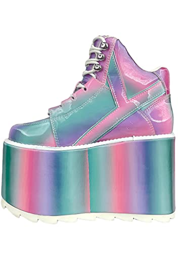 YRU Qozmo Platform Sneakers in Prizmatiq Pastel - Rave Kawaii EDM Festival Cute Platforms (Numeric_10) Multicolor