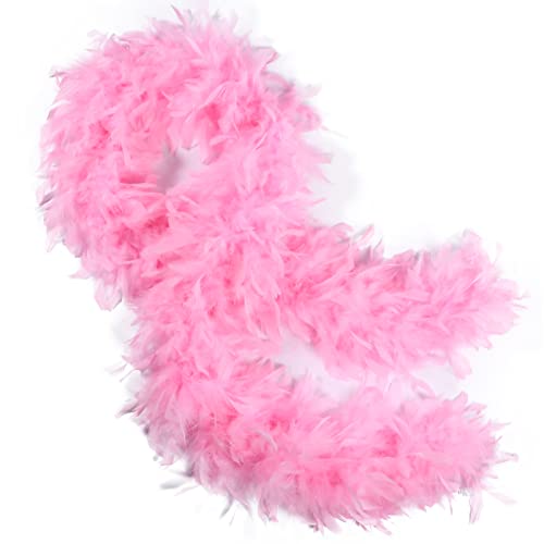 THARAHT Pink Chandelle Turkey Feather Boa 2 Yards 40g for DIY Craft Home Dancing Wedding Party Halloween Costume Decoration Feather Boa