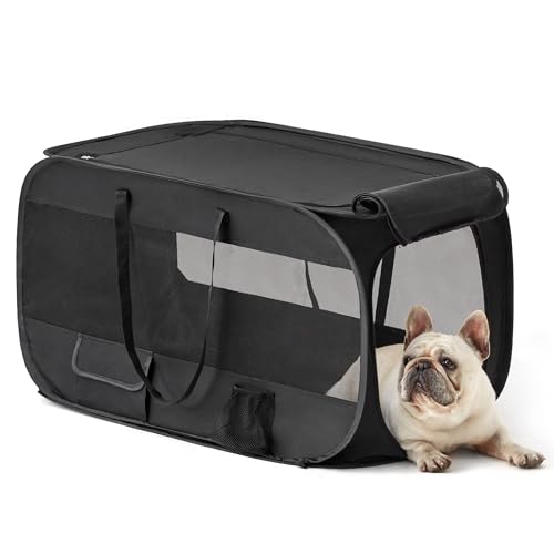 Love's cabin 36in Portable Upgrade Large Dog Bed - Pop Up Dog Kennel, Indoor Outdoor Crate for Pets, Portable Car Seat Kennel, Cat Bed Collection, Black