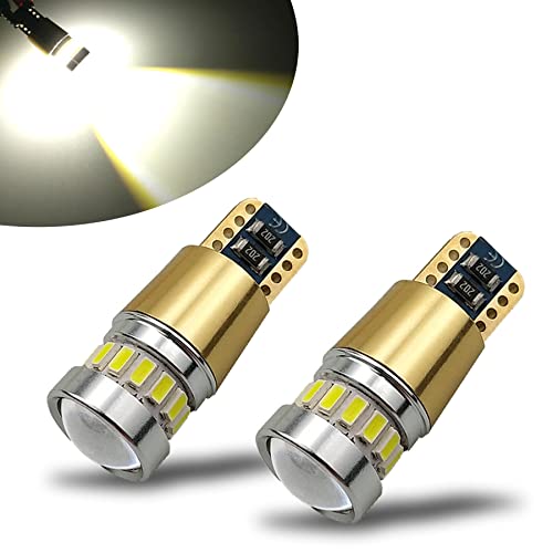 KISLED Newest 12-24V Super Bright 194 912 921 168 175 2825 W5W T10 LED Bulbs with Projectors for Side Marker Cargo High Mount 3rd Brake Lights, Xenon White