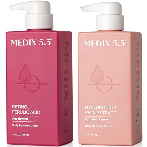 Medix 5.5 Retinol Body Lotion + Hyaluronic Acid Cream, Moisturizer Body & Face Lotion Set | Hydrating + Firming Lotion For Stretch Marks, Wrinkles, & Crepey Skin | Skin Care Products, 2pc Set